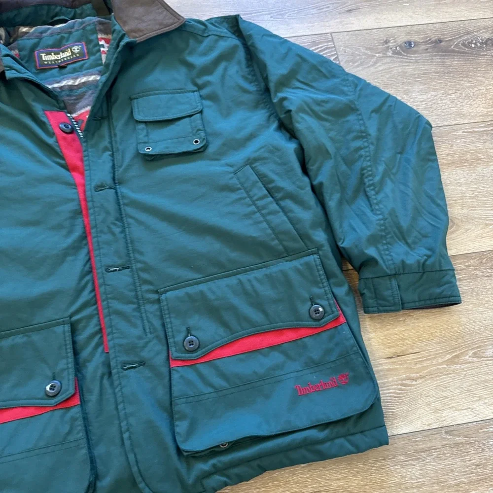 Vintage‎ Timberland Weathergear Jacket Mens L Barn Chore Parka Y2k 90s Green